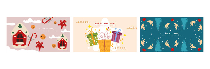 Festive Christmas Cards Illustrations. Perfect for spreading joy and happiness during the holiday season