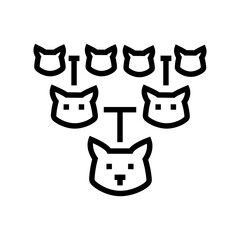 pedigree chart cat breeding line icon vector. pedigree chart cat breeding sign. isolated contour symbol black illustration