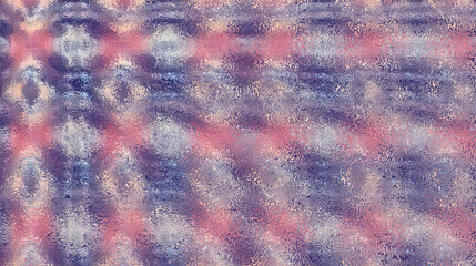 Defocused and blurred, textured abstract pattern with grunge effect. Distressed look with purple, pink, and gray hues. Moody and atmospheric aesthetic. Reminiscent of impasto painting, ripple effect.