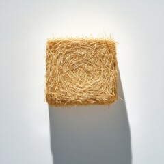 Bale of golden straw on a plain background