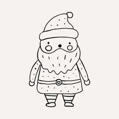 Santa Claus, Noel, Father Christmas. Christmas hand drawn whimsical line art icons 2