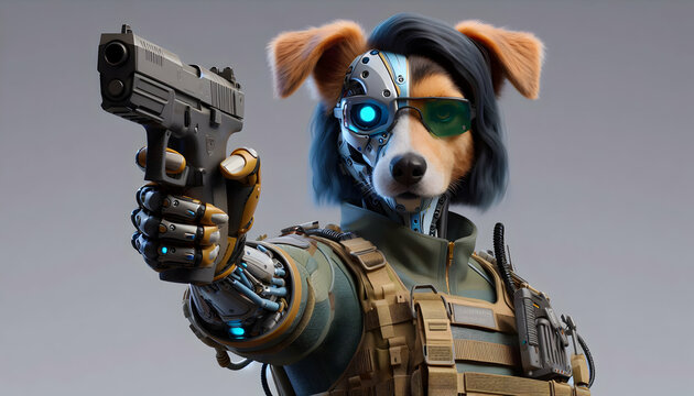 Half dog, half human, warrior style