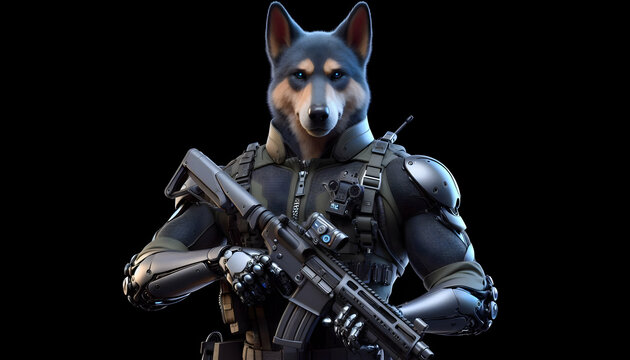 Half dog, half human, warrior style