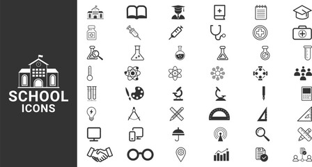 School Icons set. Study, student, ranking, school tools. Vector illustration.