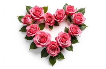 Obraz premium Intertwined roses heart, realist precision, high saturation, beautiful, inspiring, isolated, flat white background