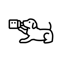 milk bottle dog line icon vector. milk bottle dog sign. isolated contour symbol black illustration