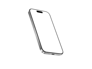 High quality realistic 3d render smartphone ui ux screen mockup with transparent PNG