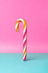 Colorful candy cane on vibrant background