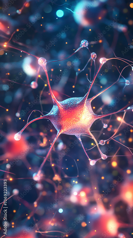 Aufkleber the concept of neurological connection: a network of neurons forming a neural network within the hum