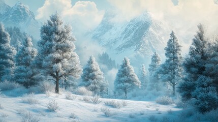 Fototapeta premium beautiful landscape with a river in the mountains in winter