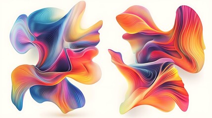 Stunning colorful 3D shapes illuminated with neon gradient effects image