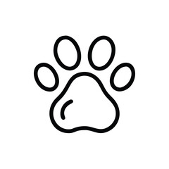 Simple Outline Paw Print Icon, Minimalistic black outline of a paw print, symbolizing pets, animals, and wildlife. Ideal for themes related to pet care, animal rescue, and veterinary services.
