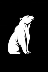 Silhouette of a polar bear against a dark background