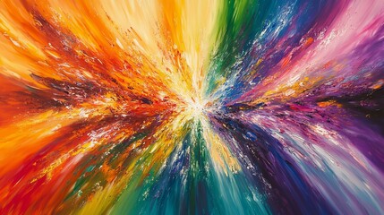 A dazzling array of vibrant hues burst outwards from the core of the image, radiating an exhilarating sense of energy and dynamism. 