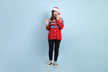 Woman wearing Santa hat