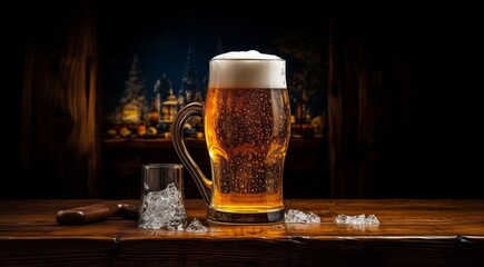 glass of beer on abstract background, beer wallpaper, glass of beer in the dark, beer with foam, alcoholic drink on dark background