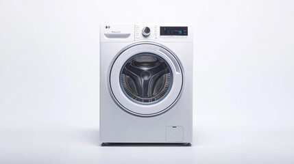 Modern White Washing Machine with Digital Display and Front Load Door