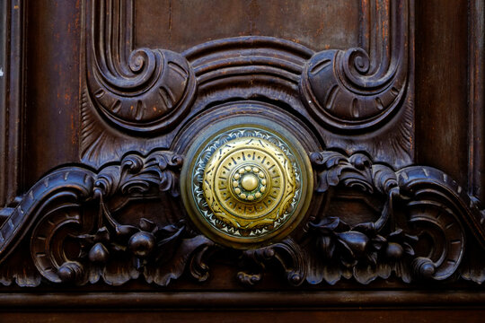 Valencia, Spain, Europe Beautiful old brass ornate door knobs