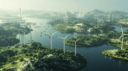 High-tech visualization of renewable energy networks.