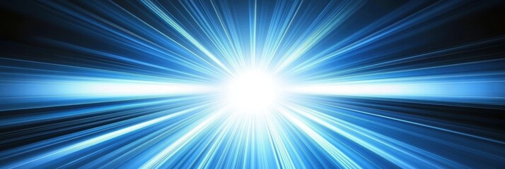Fototapeta premium 青い光の放射が広がる幻想的な風景、宇宙の神秘を感じる瞬間