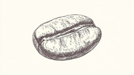 Graphic depiction of a coffee bean in vector format. A hand-drawn sketch-like representation of a coffee bean is depicted in vector graphic style. The image, exhibiting a doodle-like aesthetic