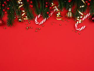 christmas frame on red background