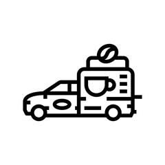 coffee food truck line icon vector. coffee food truck sign. isolated contour symbol black illustration