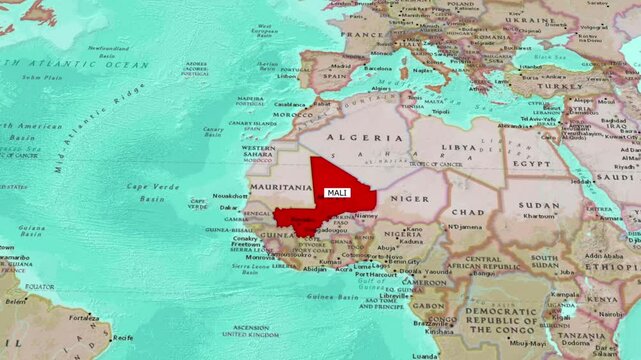 Political map of Mali.Map of Mali with borders.