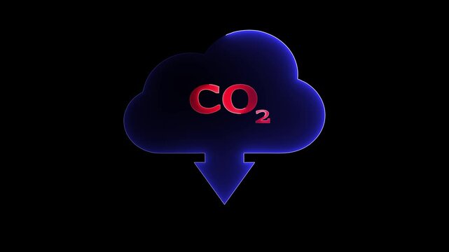 Carbon dioxide evolution concept. Glowing Neon CO2 Icon Isolated on Black Background. Glowing neon line of cloud computing for download database of business. Carbon dioxide evolution concept.