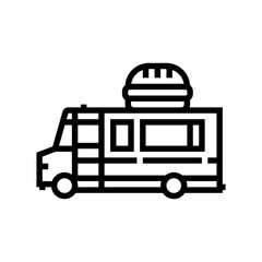 sandwich food truck line icon vector. sandwich food truck sign. isolated contour symbol black illustration