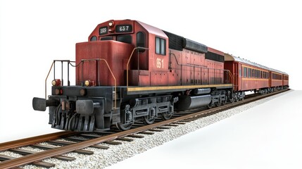 Obraz premium Red Freight Train on Tracks