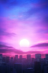 Obraz premium Stunning cityscape with vibrant sunset sky
