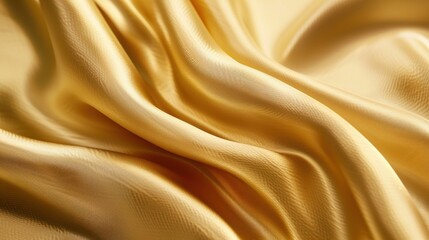 Obraz premium A shiny gold satin fabric texture background with smooth, flowing folds