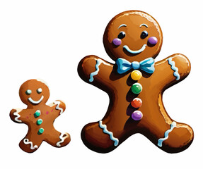 pair of gingerbread men vector