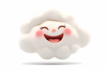 Naklejka premium Cheerful Cartoon Cloud with Rosy Cheeks and Smile