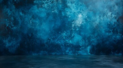 Obraz premium Studio portrait backdrop with traditional painted canvas or muslin fabric, featuring dramatic blue modulations