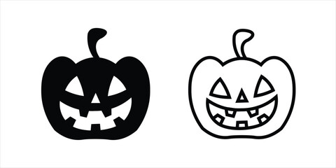 Halloween pumpkin icon. Jack O Lantern icon, Halloween pumpkin face. Pumpkin Icon Represents Fall and Spooky Sign.