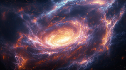 Obraz premium cosmic whirlpool of vibrant reds and blues swirls majestically in the depths of space