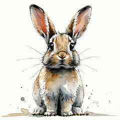 Naklejka premium A charming rabbit stands proudly on a soft surface, showcasing its adorable features