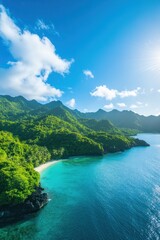 Fototapeta premium Stunning tropical beach and mountain landscape with turquoise waters