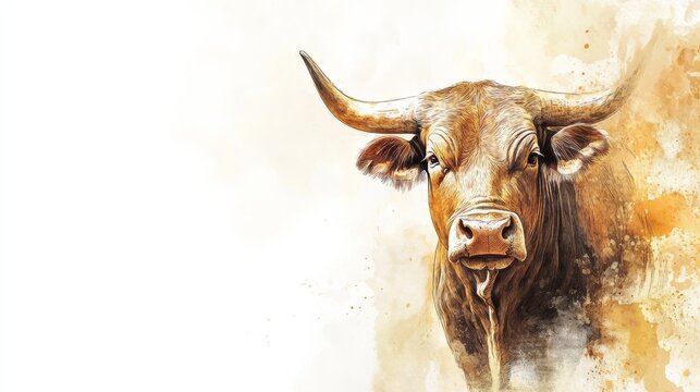 Spanish bull in watercolor