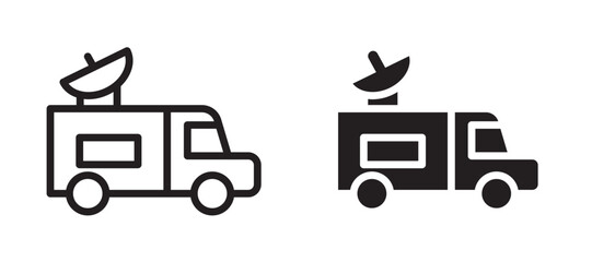 Broadcast van vector icon.