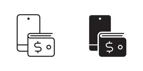 Mobile Wallet Icon with Phone and Wallet, Representing Mobile Payment App, Digital Wallet, and Secure Mobile Transactions