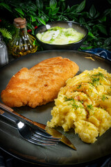Breaded chicken breast fillet.