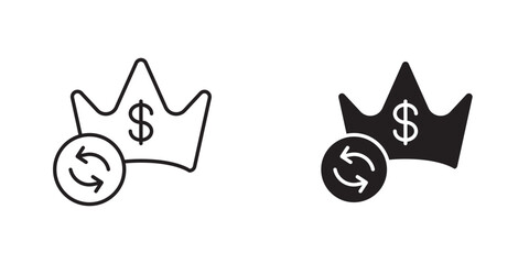 Subscription Renewal Icon with Refresh Symbol and Dollar Sign, Representing Automatic Renewal, Recurring Payments, and Subscription Management