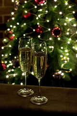 Two glasses of champagne. New Year's Eve and Christmas Celebrations