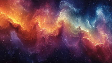 Naklejka premium vibrant nebula currents swirl in a cosmic dance, painting the universe in a spectrum of fiery hues