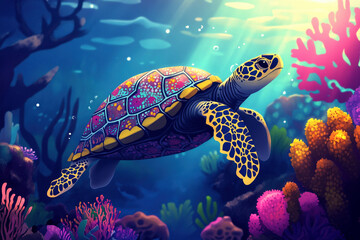 Obraz premium green sea turtle