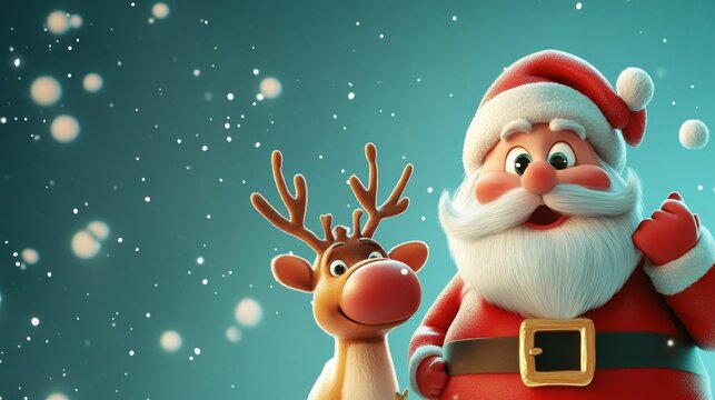 A funny Christmas card with Santa and a reindeer