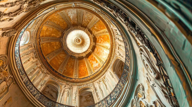 Stunning dome architecture with intricate details and golden accents - Powered by Adobe